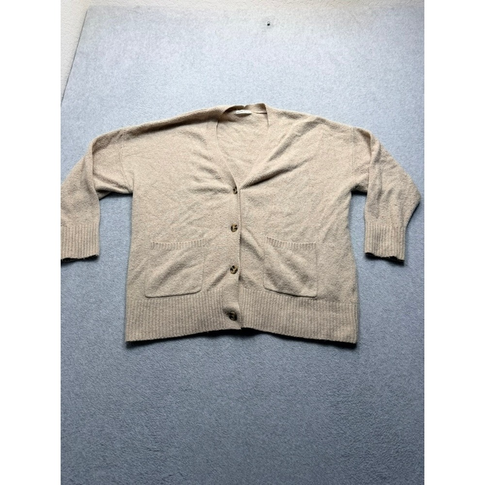 Oyosho Oversized Alpaca Cardigan Heathered Oat Beige V-Neck Sweater Small